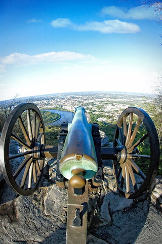 Lookout Cannon 2 Color White Modern Wood Framed Art Print with Double Matting by Lee, Rachel