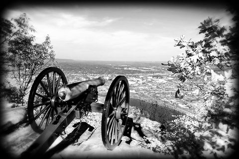 Lookout Cannon BW Holga Black Modern Wood Framed Art Print by Lee, Rachel