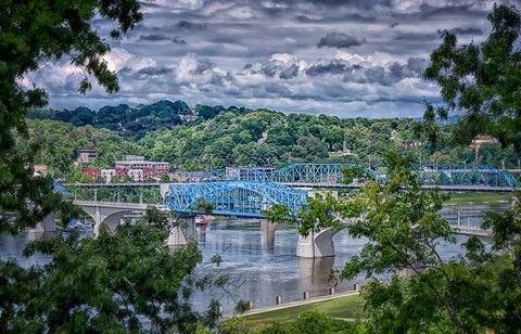 Market Bridge From Cameron Hill White Modern Wood Framed Art Print with Double Matting by Lee, Rachel