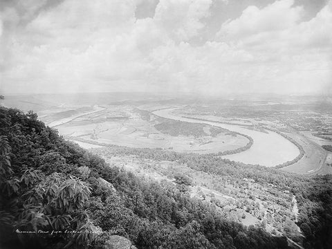 Moccasin Bend from Lookout Mountain 1902 White Modern Wood Framed Art Print with Double Matting by Lee, Rachel