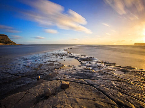 Ocean 55 White Modern Wood Framed Art Print with Double Matting by Lee, Rachel