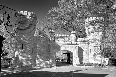 Point Park Gate 2 BW White Modern Wood Framed Art Print with Double Matting by Lee, Rachel