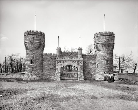 Point Park Gate Early 1900s White Modern Wood Framed Art Print with Double Matting by Lee, Rachel