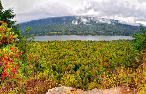 Prentice Overlook Pano White Modern Wood Framed Art Print with Double Matting by Lee, Rachel