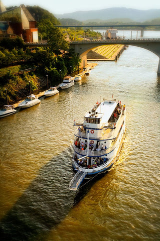 River Boat Cruise Black Modern Wood Framed Art Print by Lee, Rachel