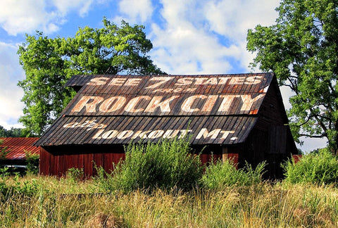 Rock City Barn 1 White Modern Wood Framed Art Print with Double Matting by Lee, Rachel