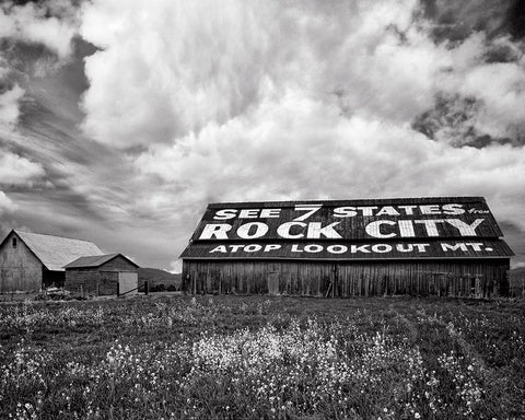 Rock City Barn 2 BW Black Ornate Wood Framed Art Print with Double Matting by Lee, Rachel