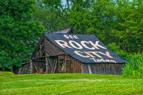 Rock City Barn 3 White Modern Wood Framed Art Print with Double Matting by Lee, Rachel