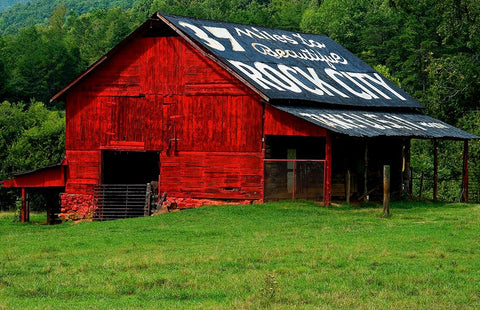 Rock City Barn 4 White Modern Wood Framed Art Print with Double Matting by Lee, Rachel