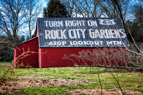 Rock City Gardens Barn White Modern Wood Framed Art Print with Double Matting by Lee, Rachel