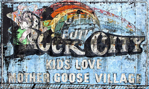 Rock City Sign White Modern Wood Framed Art Print with Double Matting by Lee, Rachel