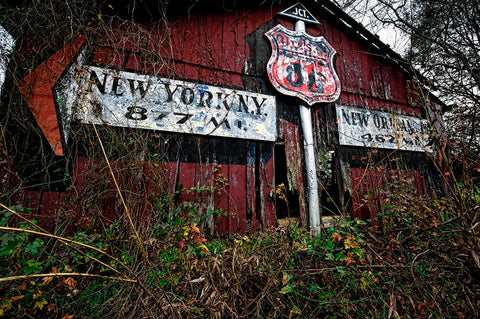 Route 11 Barn Sign Black Modern Wood Framed Art Print by Lee, Rachel