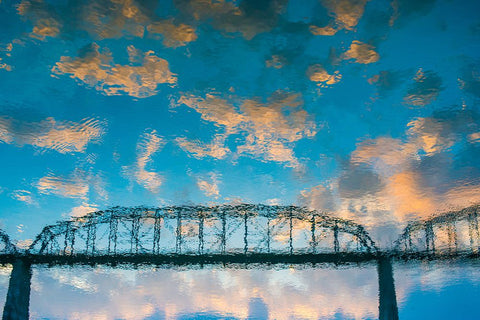 Scenic City 120 White Modern Wood Framed Art Print with Double Matting by Lee, Rachel