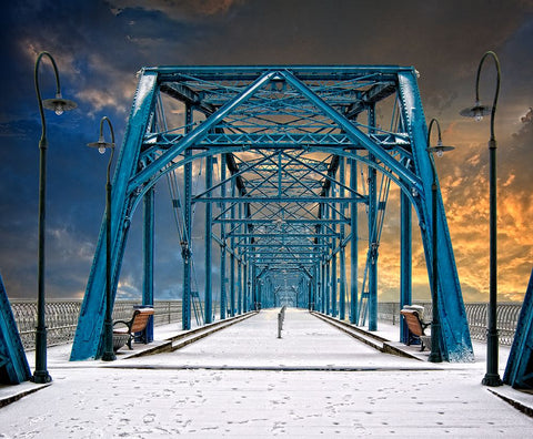 Scenic City 52 White Modern Wood Framed Art Print with Double Matting by Lee, Rachel