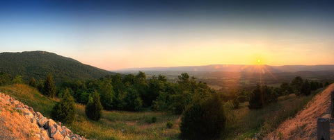 Sequatchie Valley Sunset Pano Black Ornate Wood Framed Art Print with Double Matting by Lee, Rachel