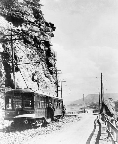 Signal Mountain Street Car Black Ornate Wood Framed Art Print with Double Matting by Lee, Rachel