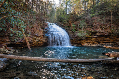 Stinging Fork Falls 2 Black Modern Wood Framed Art Print by Lee, Rachel