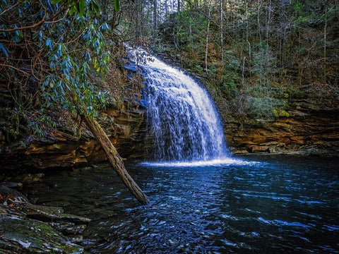 Stinging Fork Falls 3 White Modern Wood Framed Art Print with Double Matting by Lee, Rachel