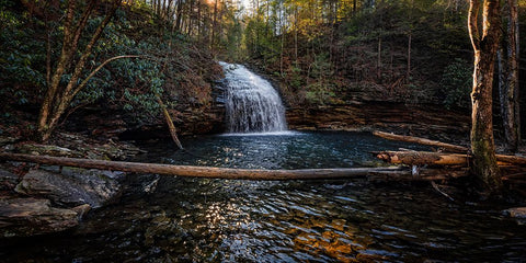 Stinging Fork Falls Pano Black Modern Wood Framed Art Print by Lee, Rachel