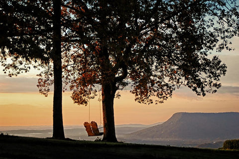 Sunrise Swing Lookout White Modern Wood Framed Art Print with Double Matting by Lee, Rachel