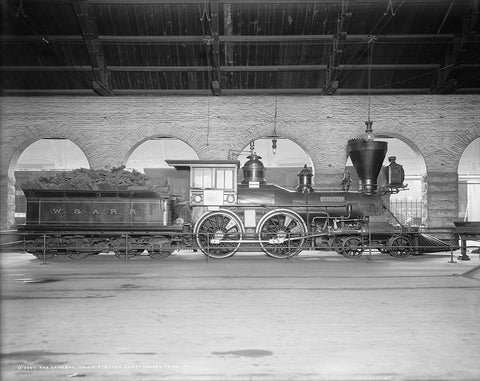 The General Train Union Station 1907 White Modern Wood Framed Art Print with Double Matting by Lee, Rachel