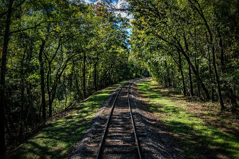 Train Track 5 White Modern Wood Framed Art Print with Double Matting by Lee, Rachel