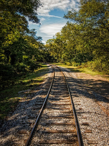 Train Track 8 White Modern Wood Framed Art Print with Double Matting by Lee, Rachel