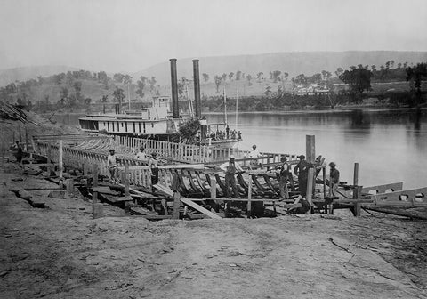 Transport Steamer Building 1864 Black Ornate Wood Framed Art Print with Double Matting by Lee, Rachel