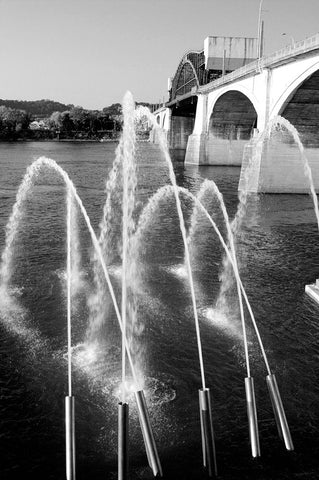 Water Cannons BW White Modern Wood Framed Art Print with Double Matting by Lee, Rachel