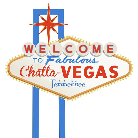 Welcome To ChattaVegas Black Modern Wood Framed Art Print by Lee, Rachel