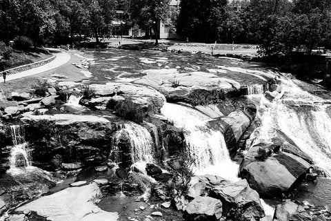 Falls Park BW Black Modern Wood Framed Art Print by Malone, Will