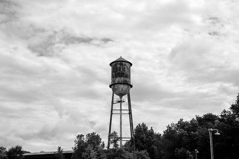 Vintage Watertower Black Modern Wood Framed Art Print by Malone, Will