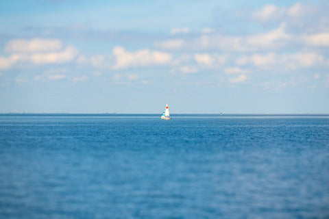 Sail Away White Modern Wood Framed Art Print with Double Matting by Malone, Will