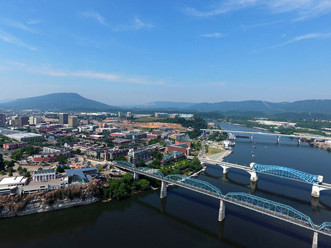 Chattanooga Aerial Black Modern Wood Framed Art Print by Malone, Will