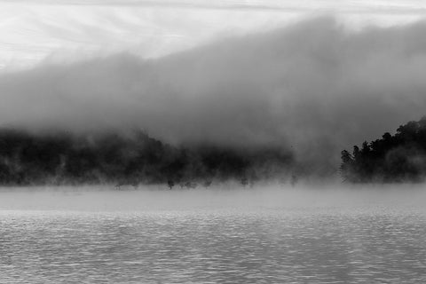 Ocoee Fog 3 White Modern Wood Framed Art Print with Double Matting by Malone, Will