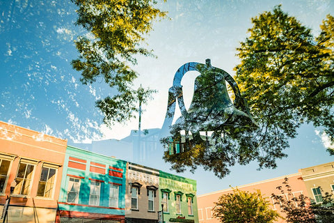 Downtown Double White Modern Wood Framed Art Print with Double Matting by Malone, Will