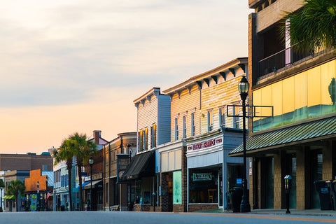 Downtown Beaufort Morning 4 White Modern Wood Framed Art Print with Double Matting by Malone, Will