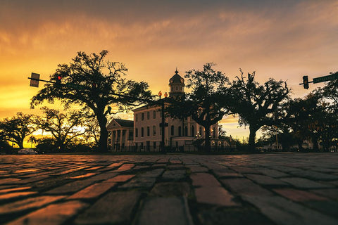 Courthouse Sunset 3 Black Modern Wood Framed Art Print by Malone, Will