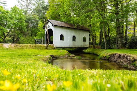 Covered Bridge Black Modern Wood Framed Art Print by Malone, Will