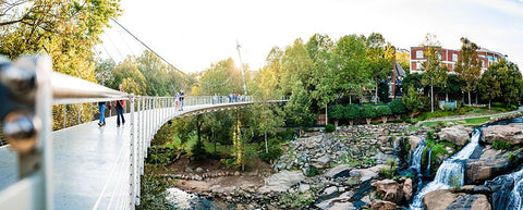 Falls Park Pano 40x16 Black Modern Wood Framed Art Print by Malone, Will