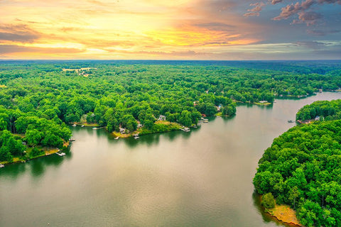 Lake Sunset 2 Black Ornate Wood Framed Art Print with Double Matting by Malone, Will