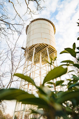 Pelzer Watertower Vertical White Modern Wood Framed Art Print with Double Matting by Malone, Will