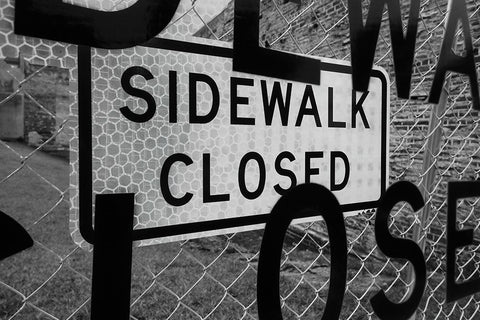 Sidewalk Closed White Modern Wood Framed Art Print with Double Matting by Malone, Will