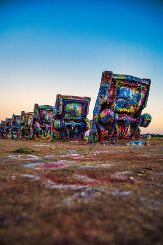 Cadillac Ranch 3 Vertical Black Modern Wood Framed Art Print by Malone, Will