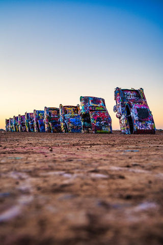 Cadillac Ranch Vertical Black Modern Wood Framed Art Print by Malone, Will