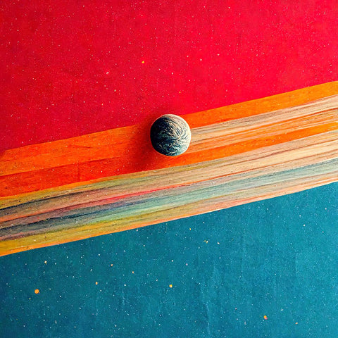 Rainbow Planet 7 Black Modern Wood Framed Art Print by Screendoor