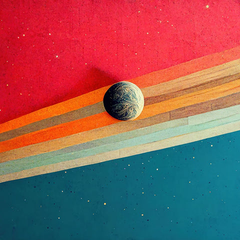 Rainbow Planet Black Modern Wood Framed Art Print by Screendoor