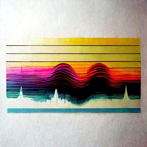 Waveform 11 Black Modern Wood Framed Art Print by Screendoor