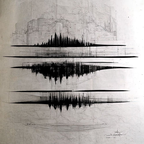 Waveform 1 Black Ornate Wood Framed Art Print with Double Matting by Screendoor