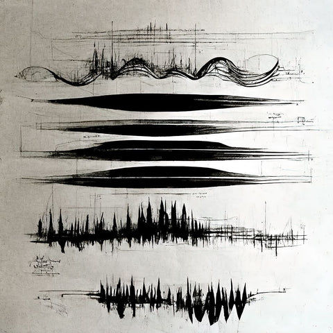 Waveform 4 White Modern Wood Framed Art Print with Double Matting by Screendoor